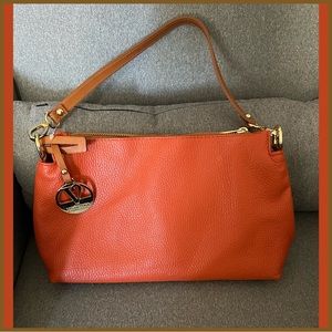 Brand New Valentina Italian Orange leather convertible Crossbody bad
